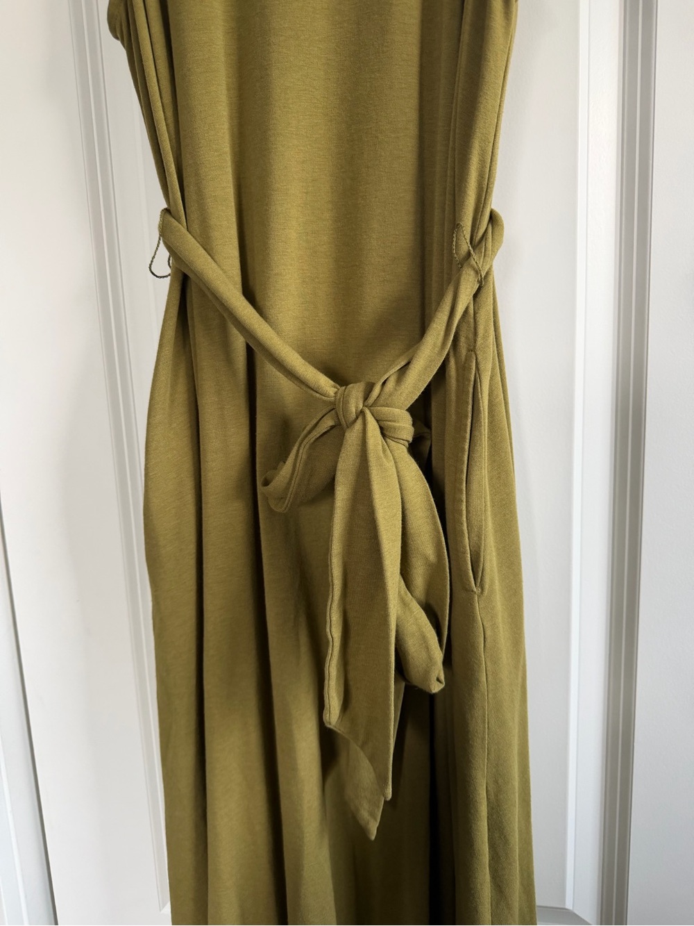 A New Day Sleeveless Olive Green Tie-Waist Maxi Dress Size Medium - Picture 4 of 11
